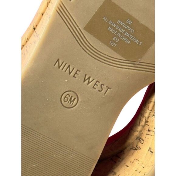 Nine West Sandals Size 6 Pink Open Toe Double Strap Slip On Platform Wedges - Picture 7 of 9